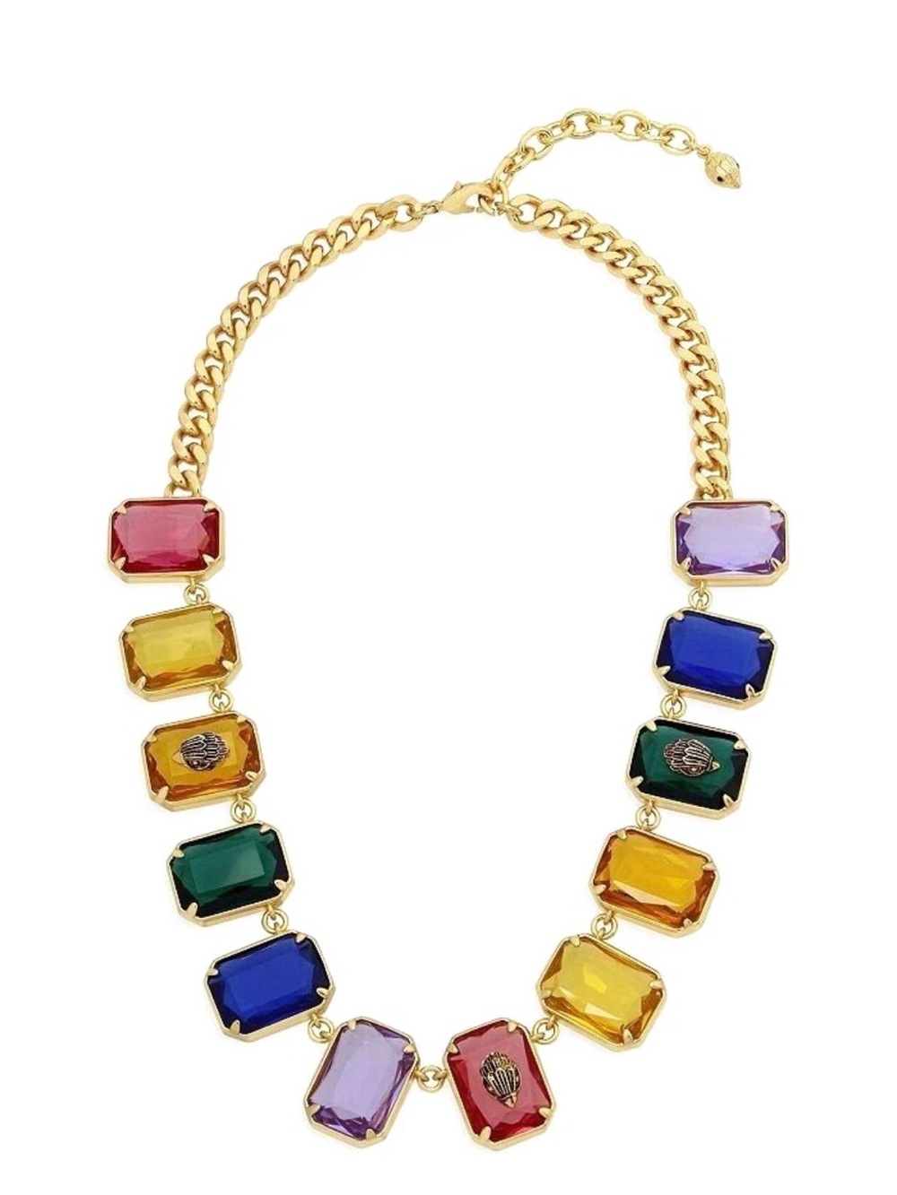 NWT Kurt Geiger Gold-Tone Necklace with Multicolored Gem Stones